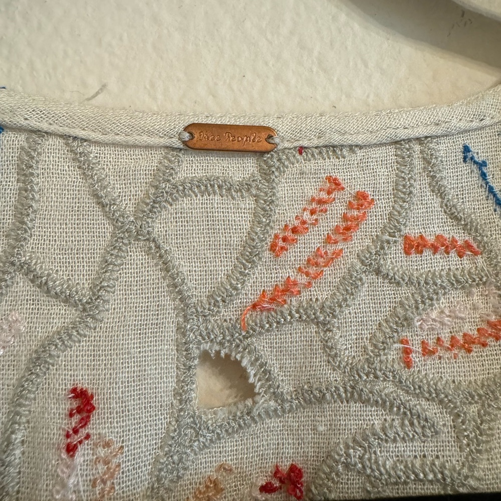 Free People Hailey Embroidered Top Natural Combo - Picture 5 of 15